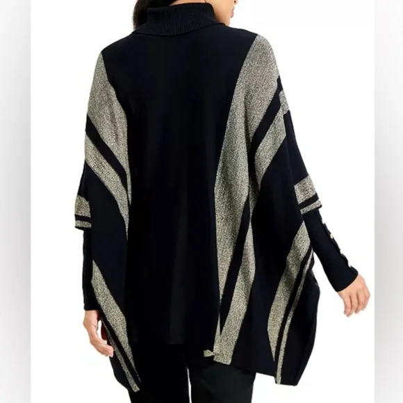 ALFANI Turtleneck Poncho Sweater Size Medium - Picture 2 of 9